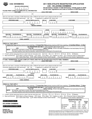 USA Swimming Non-Athlete Registration Application
