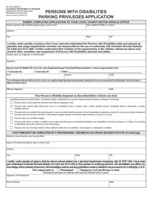 Colorado Disability Parking Privileges Application