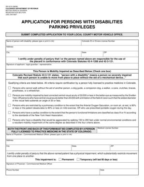 Colorado Disability Parking Privileges Application