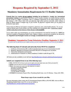 Colorado Certificate of Immunization for College Students