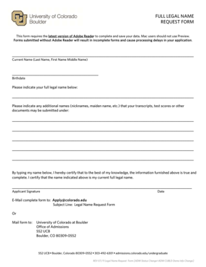 Legal Name Request Form