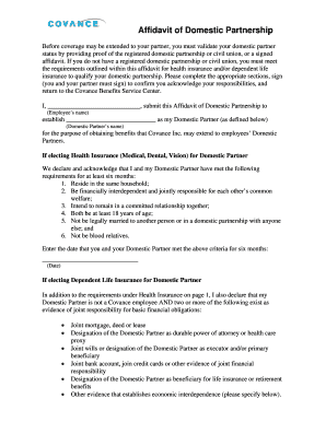 Affidavit of Domestic Partnership