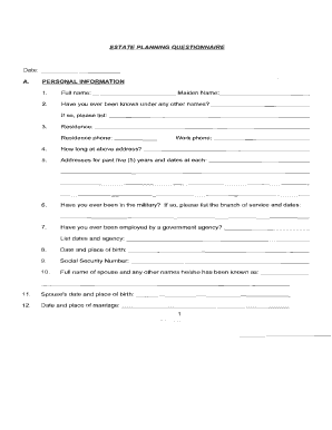 Estate Planning Questionnaire