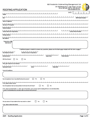 Roofing Application Form