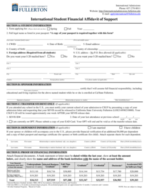 International Student Financial Affidavit of Support