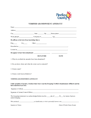 Verified Abandonment Affidavit