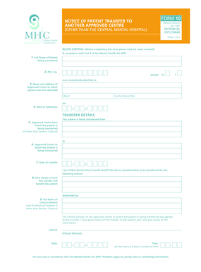 Mental Health Patient Transfer Notice
