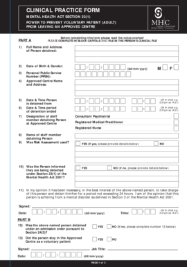 Mental Health Act Section 23(1) Detention Form