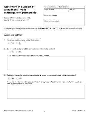 Statement in Support of Annulment - Void