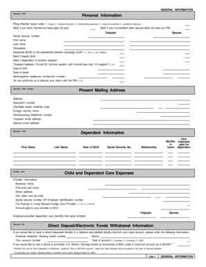 US Federal Form 1040 Tax Return