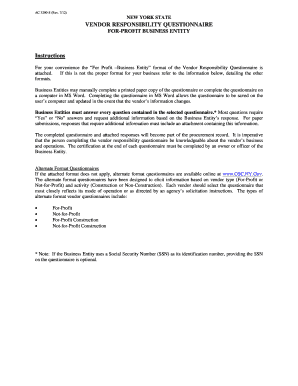 New York State Vendor Responsibility Questionnaire