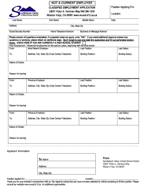 Saddleback Valley Unified School District Employment Application