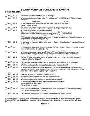 Wisconsin Worthless Check Complaint Form
