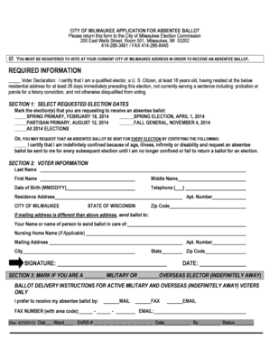 City of Milwaukee Absentee Ballot Application