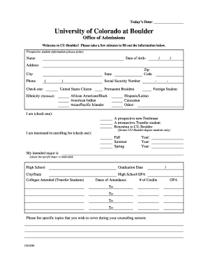 CU-Boulder Admissions Form