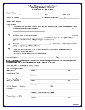 Change of Major Form