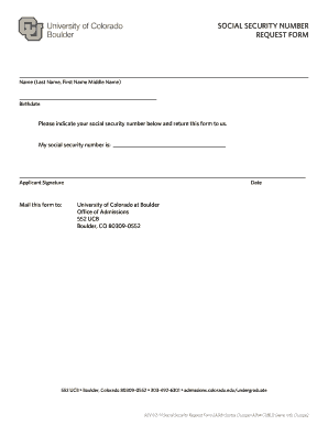 Social Security Number Request Form