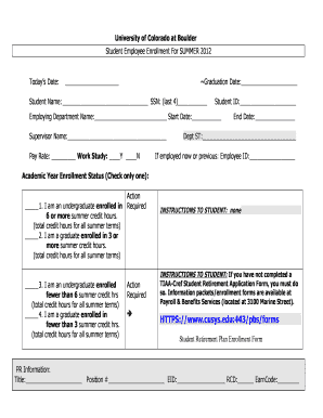 University of Colorado Student Employee Enrollment Form