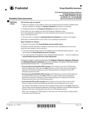 Group Disability Insurance Claim Instructions