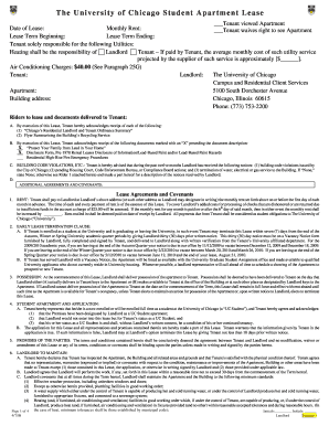 University of Chicago Student Apartment Lease