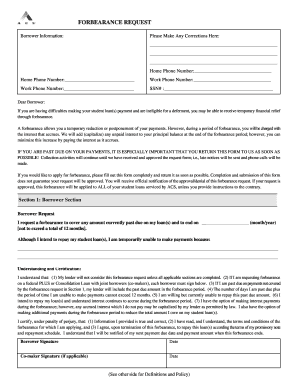 Student Loan Forbearance Request Form