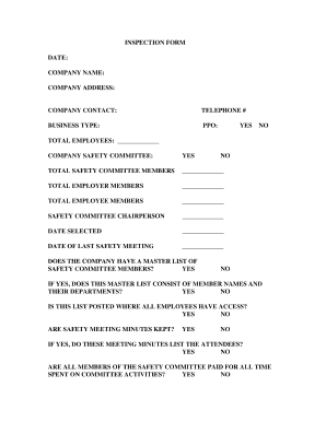 Connecticut Safety and Health Committee Inspection Form