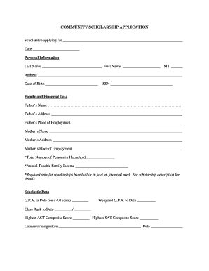 Community Scholarship Application Form