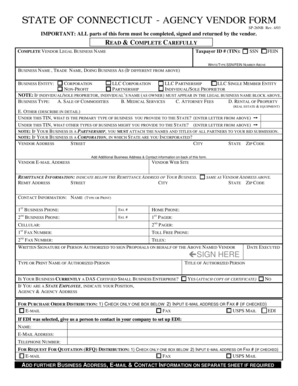 Connecticut Agency Vendor Form