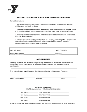 Parent Consent for Administration of Medications