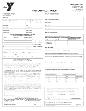 YMCA Camp Registration Form