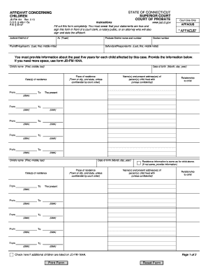 Connecticut Child Custody Affidavit