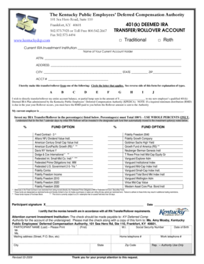 Kentucky 401(k) Deemed IRA Transfer/Rollover Form
