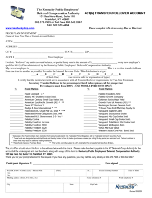 Kentucky 401(k) Transfer/Rollover Form