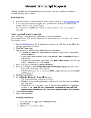 Alumni Transcript Request Form
