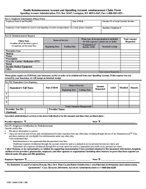 Health Reimbursement Account Claim Form
