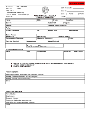 Kentucky Truancy Evaluation Form