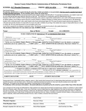 Kenton County School District Medication Permission Form