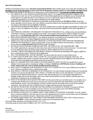 Free and Reduced Price School Meals Application