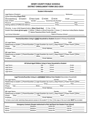 Henry County Public Schools District Enrollment Form