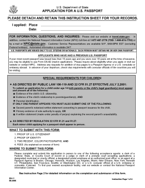 US Passport Application Form DS-11