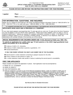 US Passport Application Form DS-11