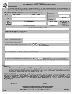 US Lost or Stolen Passport Statement