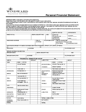 California Personal Financial Statement