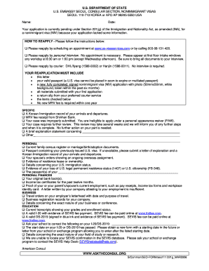 US Nonimmigrant Visa Reapplication Notice