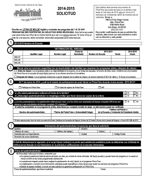 Solicitud del Programa PrimeTime del Distrito Escolar Unificado de San Diego