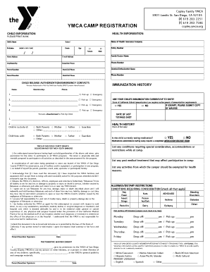 YMCA Camp Registration Form