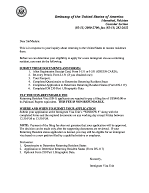 US Returning Resident Visa Application