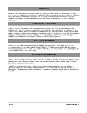 DS-174 Application for Employment as a Locally Employed Staff or Family Member
