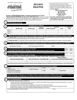 Solicitud del Programa PrimeTime del Distrito Escolar Unificado de San Diego