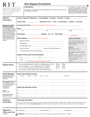 Non-Degree Enrollment Form